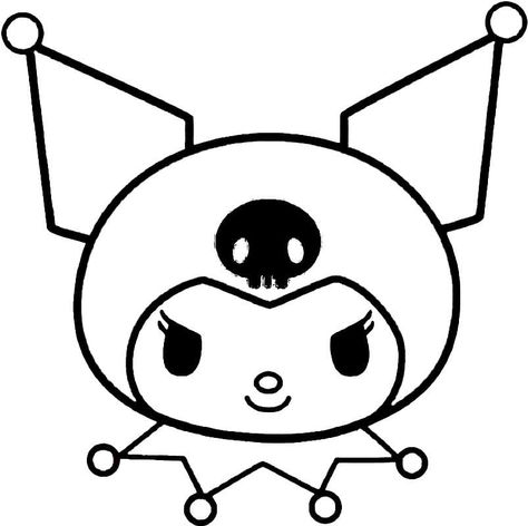 Sanrio Characters Black And White, Kuromi Lineart, Kuromi Drawing Easy, Kuromi Black And White, Kuromi Outline, Kuromi Coloring Page, Kuromi Art, Kuromi Drawing, Sanrio Coloring