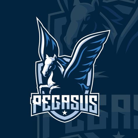 pegasus mascot gaming logo design vector Gaming Logo Design, Pegasus Logo, Space Dragon, Logo Gaming, Rainbow Words, Classic Serif Fonts, Gaming Design, Globe Logo, Sun Logo