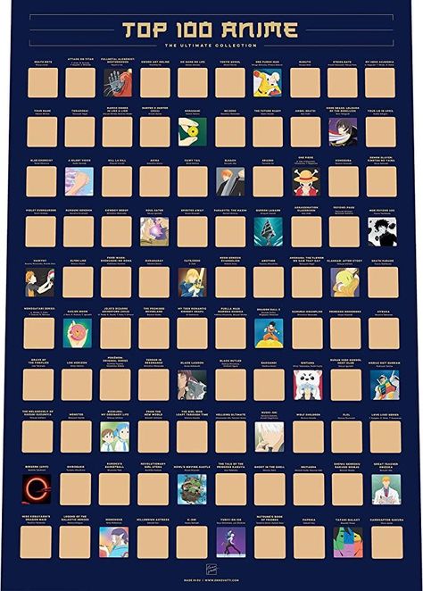 100 Anime Scratch Off Poster - Top Japanese Animation of All Time Bucket List (16.5" x 23.4") Poster Manga, Interactive Poster, Anime List, Ultimate Bucket List, Anime Poster, A Silent Voice, Anime Gifts, Japanese Animation, Scratch Off