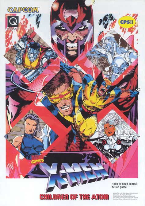 X-MEN - Children of the Atom / Capcom, 1994 (USA) #retro #games #arcade #marvel #flyer #art Jim Lee Art, Jim Lee, Comic Manga, Pahlawan Super, Uncanny X-men, Marvel Comics Art, Ms Marvel, Marvel Vs, Marvel X