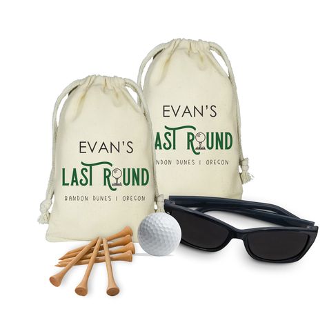 Bachelor Party Last Round, Set of 10 Personalized Favor Bags, Bachelor Party Golf Trip, Bachelor Party Favors, Custom Golf Trip Favor Bags * All Black design or Green/Black. If no preference is noted at checkout,  all Black will be sent. * This listing is for {ONE SET} of 10 bags.  {COMMON QUESTIONS CONCERNING ORDERS} {CAN I ORDER LESS THAN 10 BAGS? WHAT IF I ONLY NEED 7 or 12?} I do have a minimum order of 10 bags (one set) in the drawstring style bags. Above the minimum order of 10 - sets of 5 Bachelor Party Golf, Mens Bachelor Party, Golf Favors, Party Survival Kit, Bachelor Party Favors, Bachelor Gifts, Bachelor Party Gifts, Golf Trip, Custom Golf