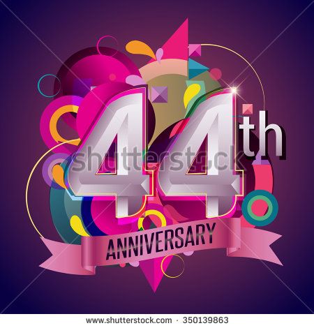 44th anniversary wreath ribbon logo, geometric background - stock vector Happy 44th Anniversary, 44th Wedding Anniversary, 44th Anniversary, Happy Icon, Success Symbol, Anniversary Background, Wheat Wreath, Happy 40th Anniversary, Illustration Invitation