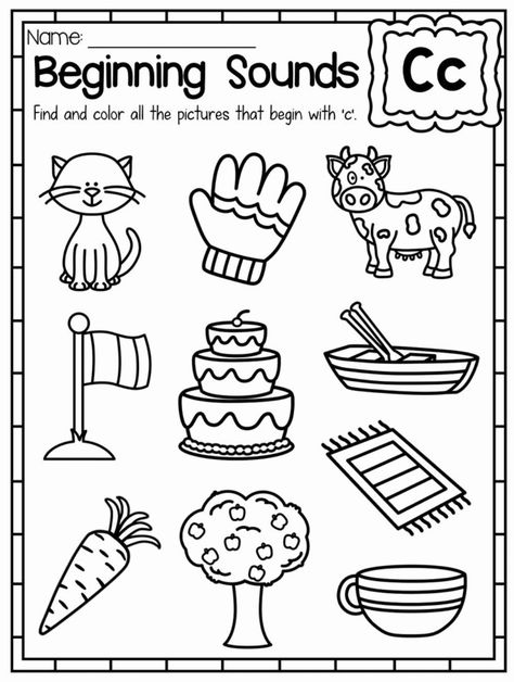 Write The Room Beginning Sounds Free, Sounds Worksheet, Letter C Activities, Letter C Worksheets, Beginning Sounds Worksheets, Kindergarten Letters, Free Preschool Worksheets, Letter Sound, Beginning Sound