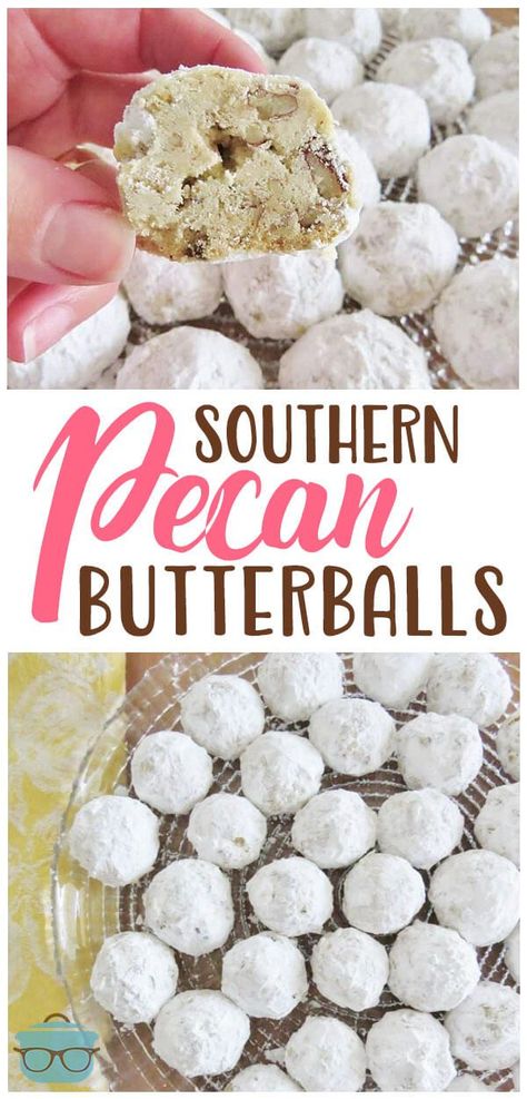 Southern Pecan Butterballs--Shortbread deliciousness in every single bite! These are perfect for the holidays or anytime of year. #PecanButterballs #HolidayDessert Danish Wedding Cookies, Oreo Dessert, Italian Pizza, S'mores, Wedding Cookies, Savoury Cake, Tea Cakes, Mini Desserts, Cookie Desserts