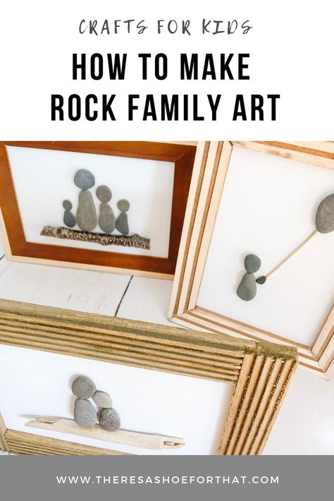 Rock Family Art Diy, Rock Family Art, Pebble Frames, Camper Crafts, Holiday Gifts For Friends, Family Art Projects, Rock People, Rock Creations, Rock Pictures