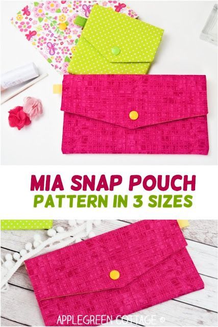 Sewing pattern for a snap pouch with a flap in 3 sizes – so practical! This beginner sewing project will help you make simple fabric pouch with snap fastening, perfect to carry around small items such as cosmetics, first aid supplies, feminine products, or simply a lip balm, pack of tissues and your keys. you can use it as your essential clutch for evening outings, travel cosmetic pouch, small storage pocket, sun glasses case, pencil pouch, earbud case,first aid kit, travel storage for jewelry, Sewing Classes For Beginners, Kam Snaps, Sewing To Sell, Beginner Sewing, Beginner Sewing Projects Easy, Pouch Pattern, Leftover Fabric, Easy Sewing Patterns, Sewing Lessons