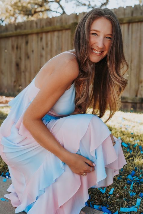 @ShopBuddyLove pink and blue dress Blue And Pink Maternity Dress, Pink And Blue Dress Gender Reveal, Gender Reveal Dress Pink And Blue, Pink Blue Gender Reveal, Gender Reveal Photography, Gender Reveal Dress, Blue Gender Reveal, Blue Maternity Dress, Pink And Blue Dress