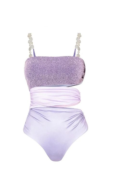 One piece swimsuit and skirt Pads Shiny Texture Cold gentle machine wash Elastane/Spandex Pearl decor Cut-out Color block Disco Swimsuit, Burkini Swimsuit, Mermaid Swimwear, Swimsuit Plus Size, Bathing Suit Designs, Shiny Texture, Purple Swimsuit, Skirt Swimsuit, Pearl Decorations