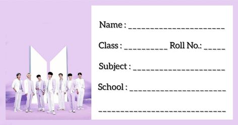 Contains 8 different name tags/slips (BTS version, RM version, Jin version, Suga version, Jhope version, Jimin version, V version, Jungkook version)
Theme is based on their Japanese album - BTS THE BEST
It consists of Name, Class, Roll No., Subject, School (based on Indian name slips). Follow for more such content Name Slip Background For School, Name Slips For Notebook, Name Slip Background, Notebook Name Labels Aesthetic, Bts Stationary, Kpop Stationary, Name Slip, Kids School Labels, School Stickers Labels