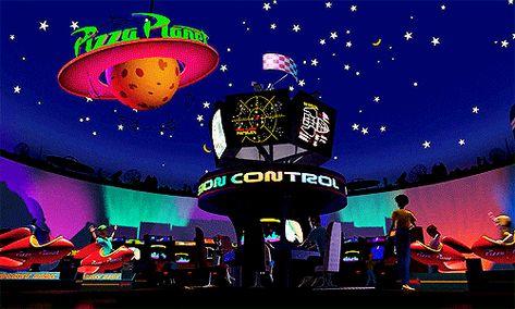 Pizza Planet Aesthetic, Walton House, Toy Story 1995, Restaurant Themes, Disney Pixar Characters, Toy Story Theme, Pizza Planet, Duck Art, Pixar Characters