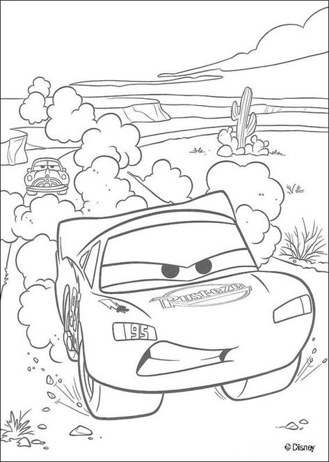 Coloring page of the famous disney movie Cars. Color Lightning McQueen racing. Ariel Color, Cars Coloring, Realistic Sketch, Cars Racing, Cars Coloring Pages, Princess Coloring, Cartoon Coloring Pages, Mermaid Coloring, Disney Coloring Pages