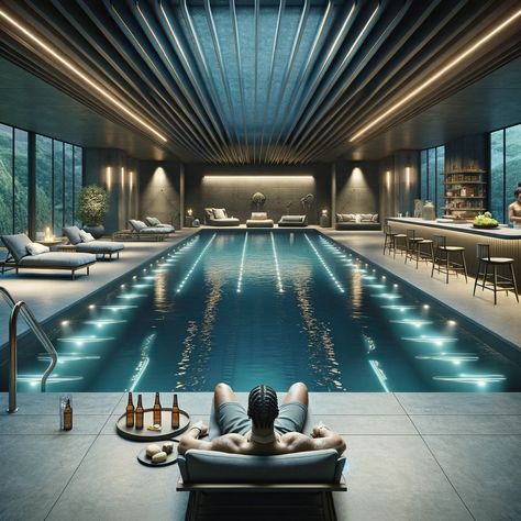 Mansion Indoor Pool, Dream Pools Luxury Indoor, Luxury Indoor Swimming Pool, Pool Design Modern, Luxury Pools Indoor, Indoor Pool House, Indoor Swimming Pool Design, Inside Pool, Indoor Pool Design