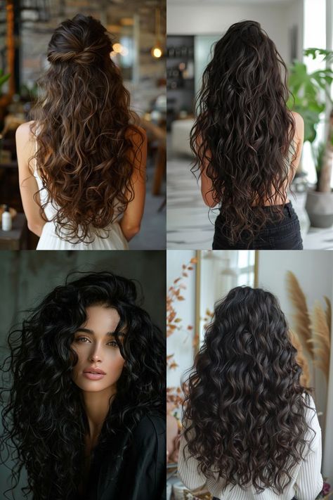 Curl Haircuts For Women Long, 2b 2c Haircut Long, Long Layered Haircuts For Thick Curly Hair, Haircut For Long Curly Hair For Women, Long 2c Haircut, Modern Perm Long Hair, Types Of Perms For Long Hair, Waist Length Curly Hair, Haircut For Long Curly Hair