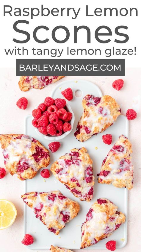 Raspberry Scones Recipe Easy, Rasberry Scones, Raspberry Lemon Scones, Lemon Raspberry Scones, Raspberry Scones Recipe, Flaky Pastry Recipe, Raspberry Recipe, Sour Cream Scones, Cream Scones Recipe