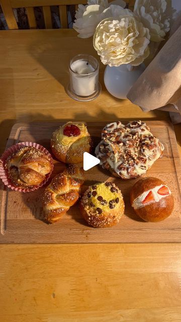 Maisam Algirgeet on Instagram: "The only dough recipe that you need to make any sweet bread!🤍

Resharing one of my most popular recipes..I decided to make this video to show how you can make the fluffiest bakery style sweet treats all using one dough. In this video, I showed you how to make cinnamon rolls, strawberry buns, and braided bread, but you can make many more with this dough—it’s perfect for making doughnuts too! The possibilities are endless...

Dough:
175ml warm milk
40g melted butter
1 egg
20g sugar
1 tsp salt
7g yeast
375g strong bread flour

-To make the dough, in a bowl add the warm milk, melted butter, egg, sugar and yeast then mix. Now add the flour and salt and knead well. Allow to rest for 1 hour in a warm place.

-After the dough has proofed, shape the dough to the des Apple Tea Cake, Braided Bread, Savory Bread, Sweet Dough, Bread Bun, Bread Basket, Sweet Bread, Sweet Pastries, Sweet Roll