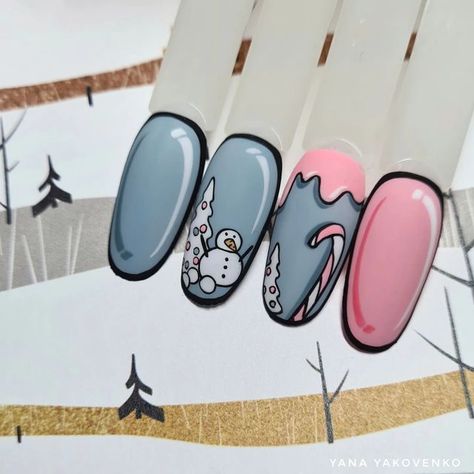 Winter Acrylic Long Nails 2023-2024 |17 Inspiring Ideas | Nails Trends Christmas Pop Art Nails, Pop Art Christmas Nails, Christmas Cartoon Nails, Winter Nails With Designs, Candy Cane Christmas Nails, Hoilday Nails, Nails Festive, Nail Art Noel, Festive Nails