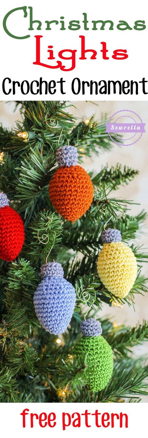 Christmas Lights Crochet Ornament | 25 Days of Christmas Traditions Crochet-a-Long | Free Pattern from Sewrella Christmas Lights Crochet, Crochet Christmas Lights, Crocheted Christmas, Christmas Light Ornament, Crochet Xmas, Crochet Christmas Trees, Crochet Christmas Decorations, 25 Days Of Christmas, Crochet Ornaments