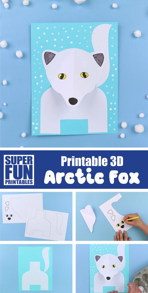 3D Arctic fox craft | The Craft Train Arctic Fox Crafts, Fox Craft Preschool, Arctic Fox Craft, Arctic Fox Art, Fox Craft, Arctic Animals Crafts, Easy Winter Crafts, Idea Craft, Winter Activities Preschool