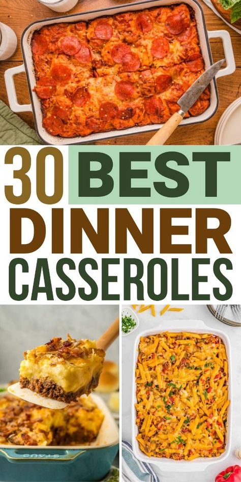 These are the best casseroles for dinner! This list of casserole recipes includes cowboy meatloaf casserole, pizza casserole, buffalo chicken casserole, smothered pork chop casserole, and more!! Which dinner casserole will you try this week?? Casserole With Beef Recipes, Best Fall Casserole Recipes, Best Casseroles Ever, Best Chicken Casseroles, Dinner Bake Recipes, Best Casserole Recipes For Dinner, Best Casseroles To Take To Someone, Casseroles For 2, Dinners With Leftovers