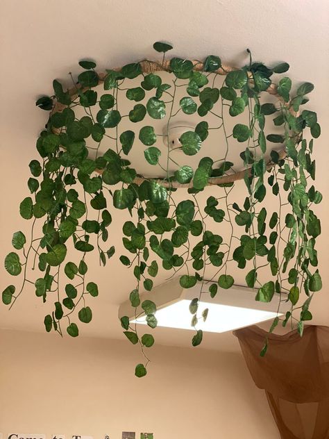 Living Room Vines, Vines In Apartment, Classroom Decor Hanging From Ceiling, Preschool Ceiling Decorations, What To Do With Fake Vines, Classroom Ceiling Ideas, Vine Ceiling Decor, Ceiling Decor Classroom, Hanging Leaves Decor Bedroom