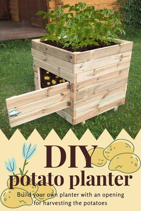 Wooden Potato Planter, Pallet Potato Planter, Pallet Potato Planter Diy, Cheap Diy Garden Ideas Homemade, Potato Planter Box Diy, Diy Herb Garden Planter, Potato Boxes Diy, Diy Potatoes Planter, Diy Vegetable Planters