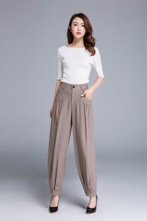 1ef91c212e30e14bf125e9374262401fdesc47409244ri Trouser Pants Pattern, Long Linen Pants, Baggy Pants Women, Celana Fashion, Salwar Pants, Womens Pants Design, Maxi Pants, Casual Linen Pants, Salwar Designs