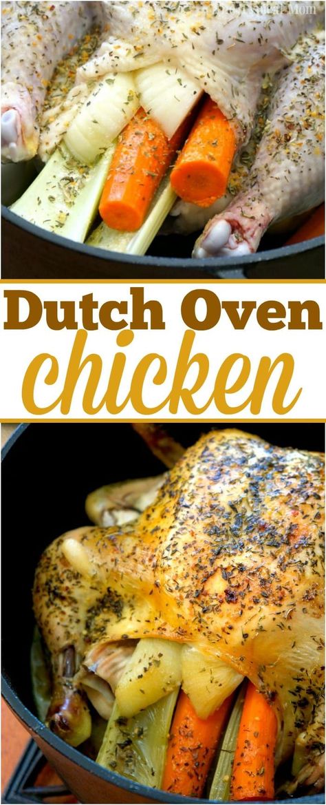 Oven Baked Whole Chicken, Oven Whole Chicken, Dutch Oven Whole Chicken, Dutch Oven Chicken Breast, Whole Baked Chicken, Chicken Breast Oven, Dutch Oven Camping Recipes, Dutch Oven Chicken, Mountain Kitchen