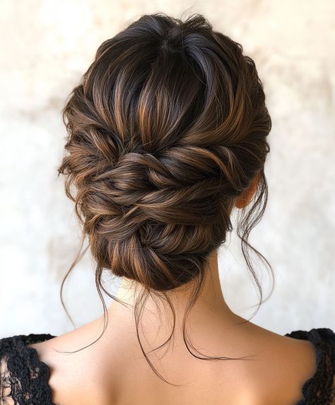 🌼 Glamorous Braids Updo Hairstyle: Sleek Bridesmaid Braid Updo Look Bridal Hair Updo With Braid, Messy Bridesmaid Hair Updo, Up Dos For Long Hair Bridesmaids, Wedding Updo With Braid, Bridesmaid Braid, Volume Updo, Hairstyle Sleek, Bun Hairdo, Wedding Guest Updo