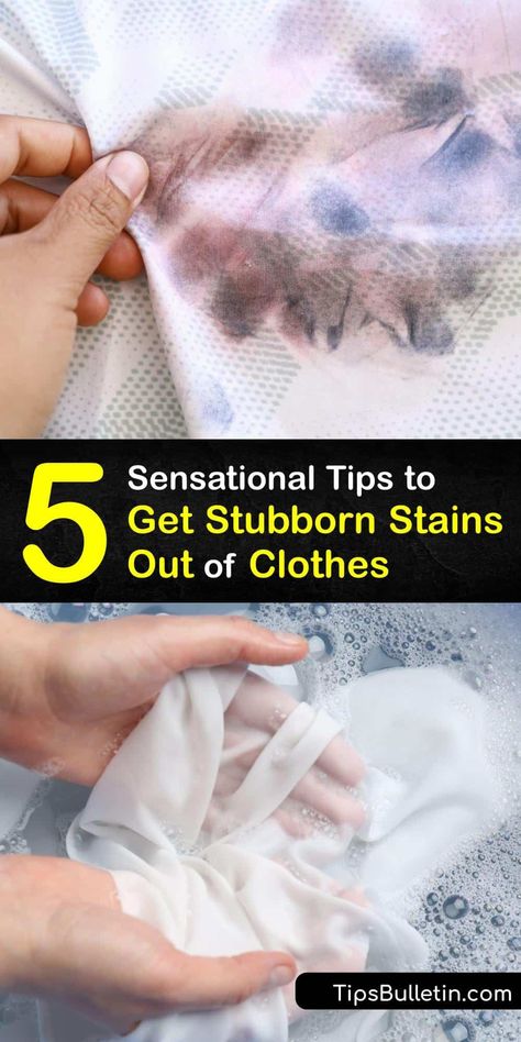 A wash cycle with laundry detergent is inadequate for removing a blood stain, grass stain, tea stain, or other stubborn stain from your clothes. Use a simple stain remover like dish soap or vinegar to make quick work of sweat stains or a grease stain on your outfit. #stubborn #stains #out #clothes How To Remove Stubborn Stains On Clothes, Tough Stains On Clothes, How To Get A Stain Out Of A Shirt, Tough Stain Remover For Clothes, Set In Stain Remover Clothes, How To Remove Tea Stains From Clothes, Diy Laundry Stain Remover, Remove Stains From Clothes, Stain Removal Chart