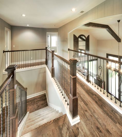 Hardwood Floors: Upstairs Hall Hardwoods http://www.bickimerhomes.com/ Room Children, Casa Country, Modern Farmhouse Design, Hus Inspiration, New Home Builders, Stair Treads, House Goals, Johannesburg, House Inspo