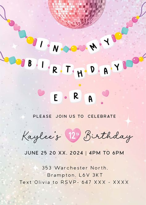 Celebrate your special day in style with our "In My Birthday Era" Birthday Invitation! This DIY printable invitation captures the essence of your favorite era while adding a personalized touch to your birthday celebration. Whether you're a fan of the Taylor Swift Era Tour or simply love the nostalgia of past decades, this invite sets the perfect tone for a memorable birthday bash. Benefits: Personalized Touch: Customize to reflect your unique style for a one-of-a-kind experience. Cost-Effective: Save on professionally designed invites with our affordable DIY option. Quick & Convenient: Access the printable file instantly and print from home, saving time and hassle. Features: Taylor Swift Era Theme: Inspired by her Era Tour, bringing nostalgia and excitement. DIY Printable: Easily print as 27 Birthday Invitation, Taylor Swift Birthday Theme Party, Eras Tour Birthday Party Decoration, Taylor Swift Era Birthday Party, Taylor Swift Cumpleaños, Taylor Swift Birthday Party Invitations, In My Birthday Era, Eras Themed Birthday, Eras Tour Themed Party