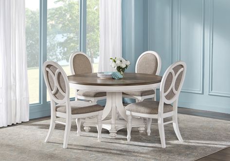 French Market White 5 Pc Round Dining Room - Traditional White Dining Room Sets, Rooms To Go Furniture, White Round Dining Table, Affordable Dining Room Sets, Round Dining Room Sets, Round Dining Room, White Dining Table, White Dining Room, Dining Furniture Sets