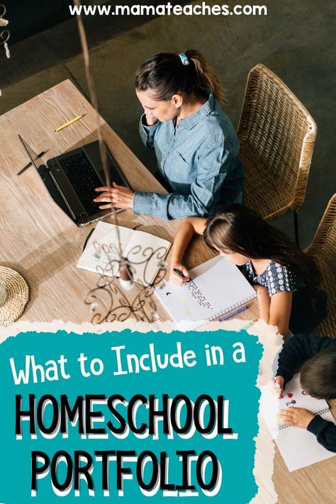 What to Include in a Homeschool Portfolio - Mama Teaches Homeschool Portfolio Examples, Homeschool Portfolio, Christian Homeschool Curriculum, Kindergarten Homeschool Curriculum, School Places, Free Homeschool Resources, Portfolio Examples, Homeschool Programs, Writing Assignments