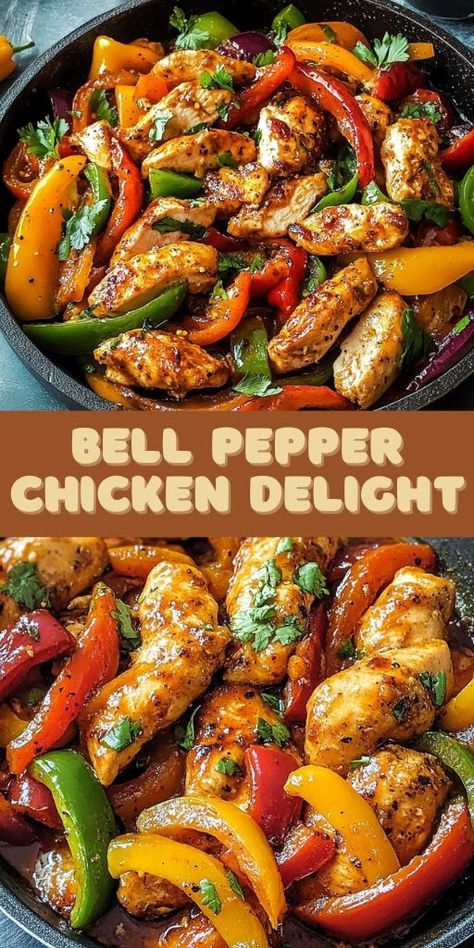 Spice up your dinner routine with this Flavorful Bell Pepper Chicken Stir-Fry! 🍗🌶️ Loaded with colorful bell peppers, juicy chicken, and a savory sauce, this quick and healthy recipe is perfect for busy weeknights. Serve it over rice or noodles for a complete meal in under 30 minutes! Easy, delicious, and family-approved. #BellPepperChicken #ChickenStirFry #HealthyDinnerIdeas #QuickMeals 🍳 Bell Pepper Chicken, Chicken Delight, Chicken Crispy, Bell Pepper Recipes, Shredded Chicken Recipes, Pepper Chicken, Chicken Stuffed Peppers, Chicken Stir Fry, Spicy Sauce