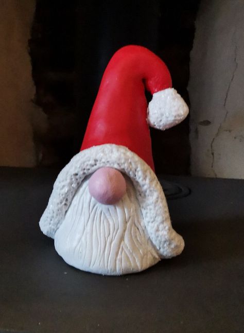 Air dry clay gnome #gnomeiswhetetheheartis Gnome Ideas, Christmas Pottery, Santa Gnome, Clay Christmas, Christmas Things, Christmas Gnomes, Carving Ideas, Christmas 2024, Fairy Houses