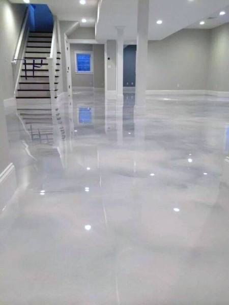 Top 50 Best Concrete Floor Ideas - Smooth Flooring Interior Designs Epoxy Floor Basement, Epoxy Concrete Floor, Painting Basement Floors, Epoxy Concrete, Basement Flooring Options, Garage Boden, Concrete Epoxy, Metallic Epoxy Floor, Garage Floor Coatings