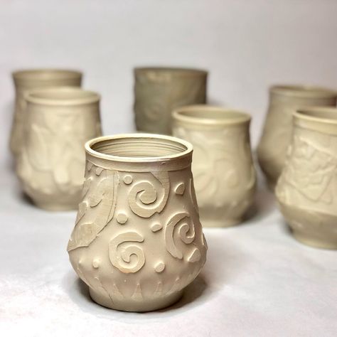 Water Etching On Pottery, Water Etching Pottery, Water Etching Ceramics, Ceramics Vases, Water Erosion, Etched Pottery, Pottery Instagram, Handbuilt Ceramics, Decorating Pottery