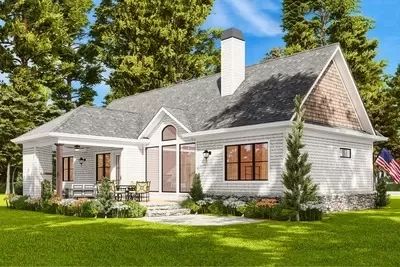 Cost-Effective Craftsman House Plan - 25610GE | Architectural Designs - House Plans Two Bedroom One Story House Plans, Small One Story House Plans, Ad Homes, One Story Craftsman House Plans, Empty Nester House Plans, Ranch House Floor Plans, Vaulted Master Suite, Country Cottage House Plans, Vaulted Master