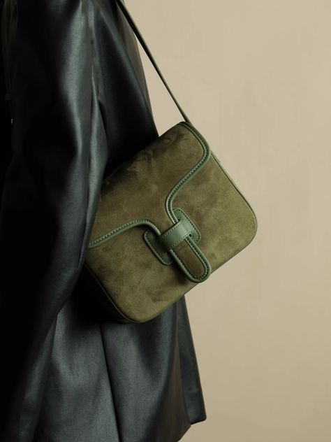 Green Fashion Retro Simple Suede Genuine Leather Women Bag\Handbag Nice Casual Real Leather Lady Homemade Leather Purse, Unique Leather Bag, Soft Pattern, Diy Bags Patterns, Retro Bags, Suede Handbags, Handbag Patterns, Woman Bags Handbags, Leather Bag Women