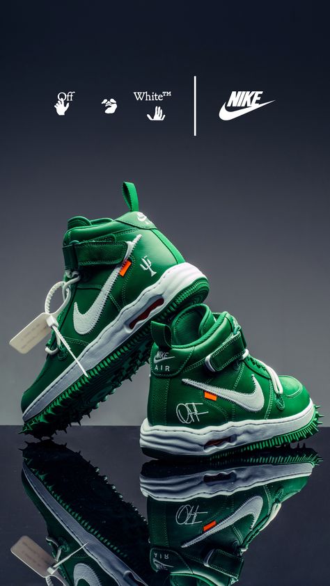 The Nike Air Force 1 Mid X Off-White 'Pine Green' releases this Friday, 4/28. Enter the draw: https://feature.com/products/nike-air-force-1-mid-x-off-white-pine-green-white Sneakers Wallpaper, Shoe Advertising, Custom Sneakers Diy, Nike Art, Shoes Wallpaper, Futuristic Shoes, Cool Nike Wallpapers, Nike Air Force 1 Mid, Nike Design