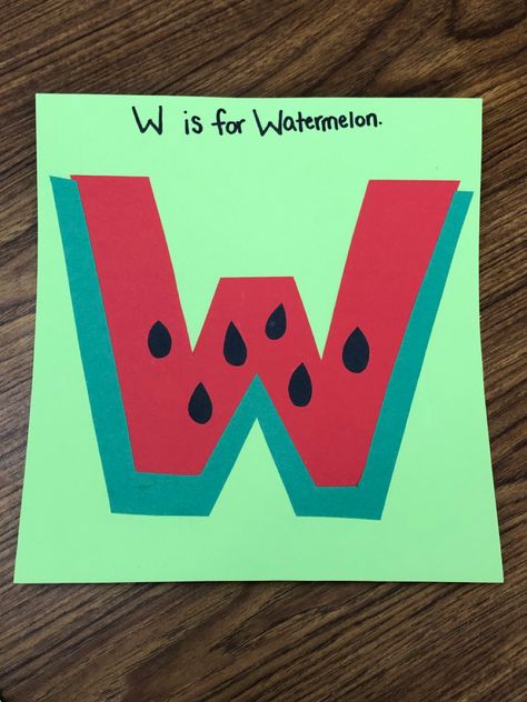 J Letter Preschool Activities, W For Watermelon Craft, Letter W Crafts For Preschoolers Ideas, W Is For Craft Preschool, W Is For Watermelon Craft Preschool, W Letter Craft, Letter W Preschool Crafts, Alphabet Crafts For Preschoolers, Letter W Crafts For Toddlers