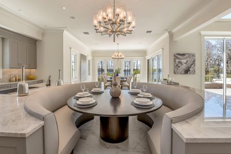 Phil Kean Design GroupBlanche Cove - Custom Residence | Phil Kean Design Group Curved Kitchen, Navy Kitchen, Kitchen 2024, Simple Kitchen Design, Graffiti Doodles, Dream Kitchens Design, Built In Seating, Luxury Kitchen Design, Simple Kitchen