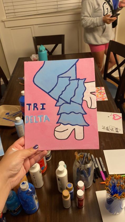 Sorority Canvas Tri Delta, Tri Delta Painting, Kappa Delta Painted Canvas, Delta Gamma Letters Painted, Tri Sigma Canvas Sorority Crafts, Tri Delt, Tri Delta, Sorority Big Little, Gamma Phi