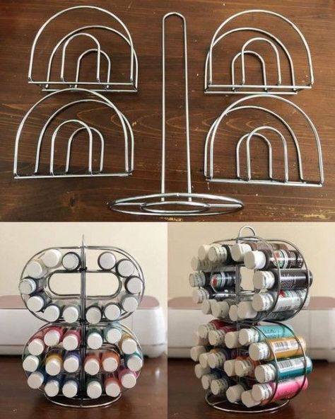 Craft Paint Storage, Craft Room Organization Diy, Dollar Store Organization, Paint Rack, Dollar Store Diy Organization, Dollar Store Diy Projects, Dollar Store Hacks, Craft Room Design, Paint Storage