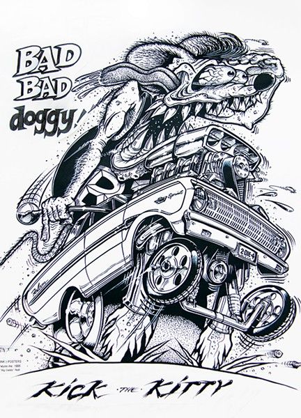 Ed Roth Art, Truck Tattoo, Cartoon Car Drawing, Cool Car Drawings, Rat Fink, Garage Art, Weird Cars, Automotive Art