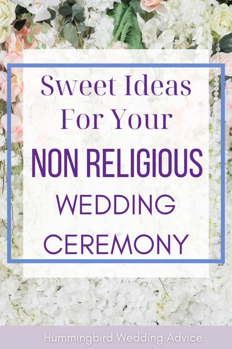 Non-denominational wedding ceremonies are super common. These ceremonies are similar to Christian wedding ceremonies, but are not really based in any religion or tradition. This post goes into sweet ideas for a wedding ceremony that is not religious, so you can have a wedding that is meaningful without being overtly religious. // getting married // agnostic // brides // wedding ceremonies // grooms // happy bride // wedding vows // nontraditional wedding // unity ceremony // oathing stone // wed Non Denominational Wedding Ceremony, Wedding Ceremony Ideas Unity, Bride Wedding Vows, Nontraditional Wedding Ceremony, Blended Family Sand Ceremony, Non Religious Wedding Ceremony, Wedding Unity Ceremony Ideas, Hummingbird Wedding, Wedding Cermony