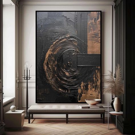 Wall Art Dinning Room Inspiration, Black Texture Painting, Wabi Sabi Texture, Painting Medieval, Brown Abstract Painting, Industrial Wall Art, Industrial Paintings, Texture Wall Art, Unstretched Canvas