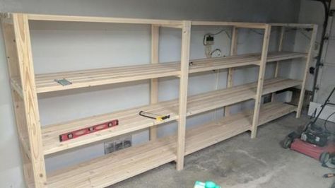 Basement Wall Storage, Wooden Shelves Diy, Shelving Garage, Shelves Freestanding, Garage Storage Plans, Shelf Plans, Garage Organizer, Diy Storage Shelves, Pharmacy Store