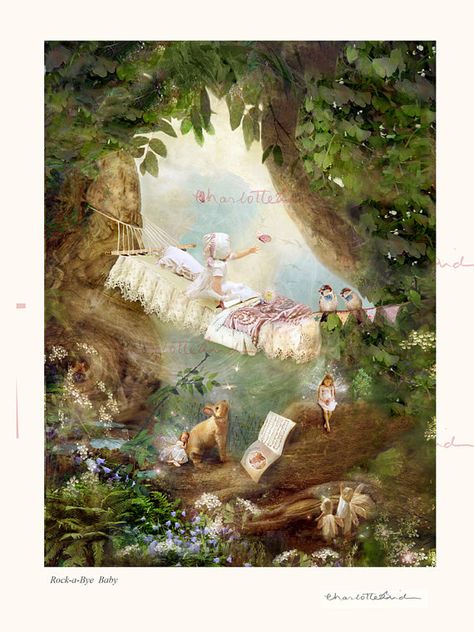 Woodland print..Unmatted Print only by CharlotteBirdfairies Charlotte Bird, Fairy Nursery, Rock A Bye Baby, Nursery Art Decor, Fairy Paintings, Unicorns And Mermaids, Woodland Art, Imaginary Friend, Nursery Rhyme