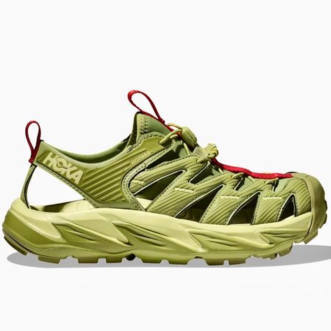 Brand New In Box ! No Flaws. Authentic Hoka One One Hopara Hiking Sandal Unisex Size 10.5 Men / 11.5 Women Color Is: Dark Citron / Luminary Green Color Code: Dclg Msrp: $135 + Tax Sold Out / Discontinued Style. “A True Outdoor Explorer, The Hopara Easily Navigates Through Any Terrain Wet Or Dry. Designed Through The Hoka Lens, This Shoe Will Blow Other Mountain Sandals Out Of The Water. The Hopara Has A Synthetic Upper With Strategic Cutouts For Drainage While Still Providing A Secure Lockdown. Hoka Hopara, Green Color Code, Green Leather Sandals, All White Sneakers, Hoka Shoes, Sandals Outfit, Hiking Sandals, Hoka One One, Grey Sneakers